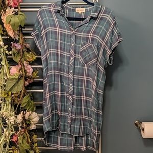 Cloth & Stone Plaid Flannel Button Down Dress